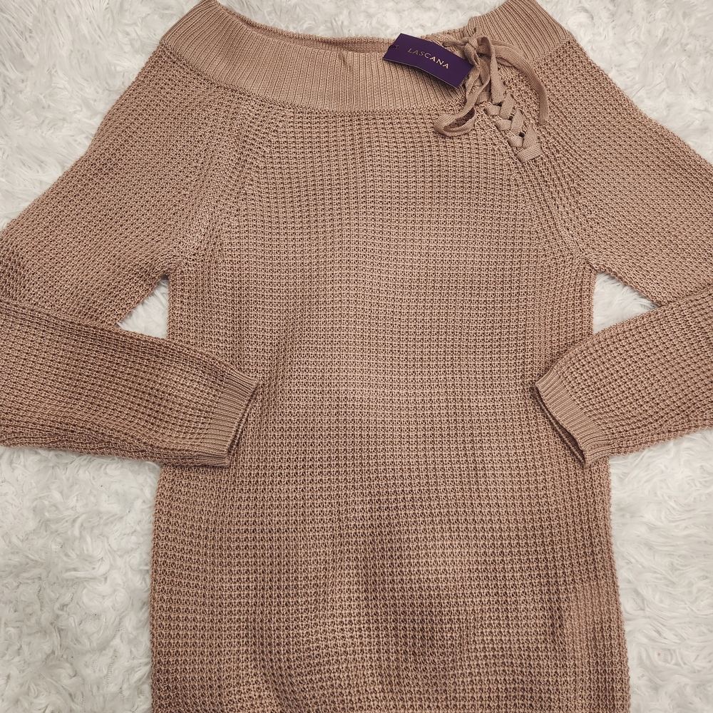 Lascana Off-the-Shoulder Tan Sweater - Picture 6 of 6